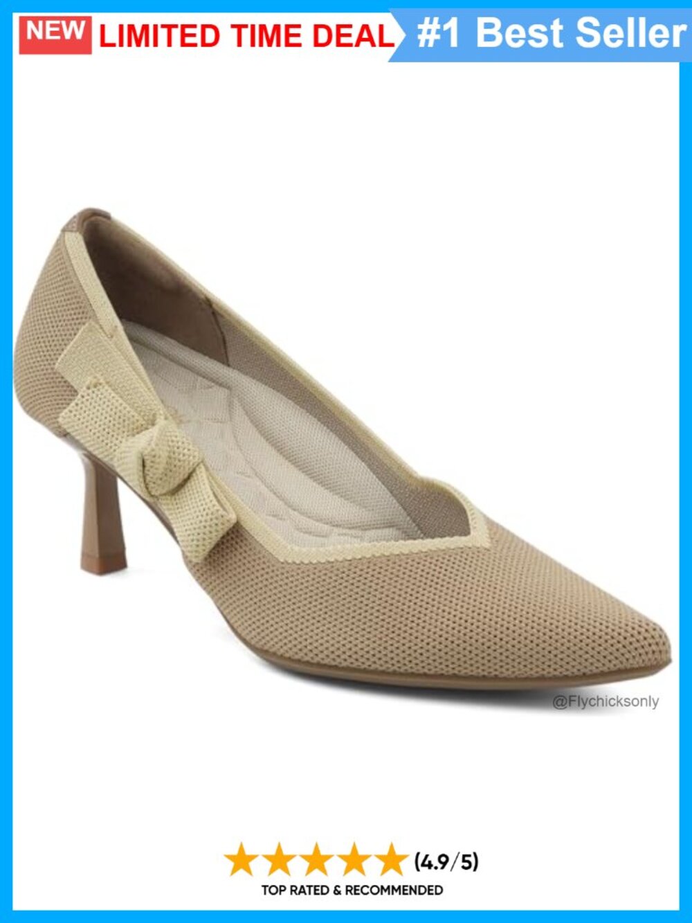 Kitten Heels Pointed Toe Knit Pumps for Work Wedding Party
